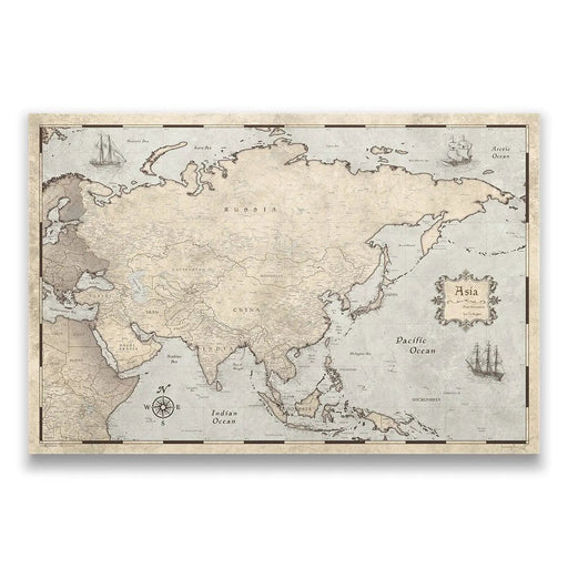 Asia Map Poster - Rustic Vintage