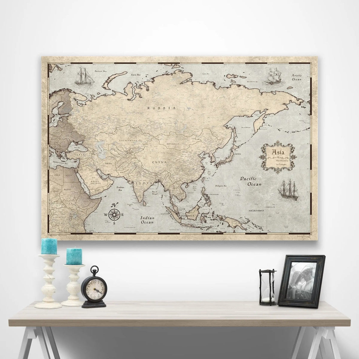 Asia Rustic Map Asia Poster Maps | Personalize Yours Today | Conquest Maps