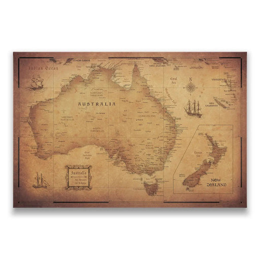 Push Pin Australia Map (Pin Board/Poster) - Golden Aged CM Pin Board