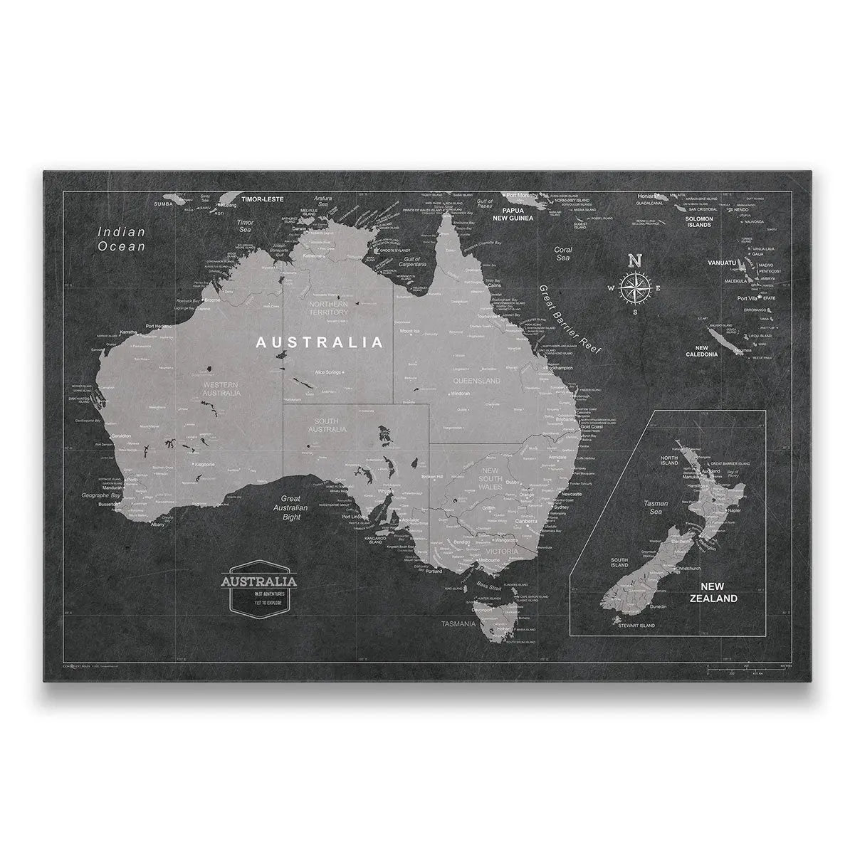 Push Pin Australia Map (Pin Board/Poster) - Modern Slate CM Pin Board