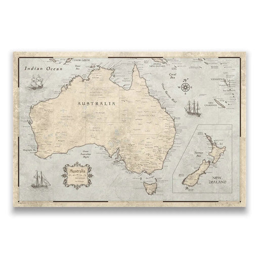 Australia Map Poster - Rustic Vintage CM Poster