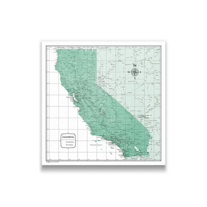 Push Pin California Map (Pin Board) - Green Color Splash CM Pin Board