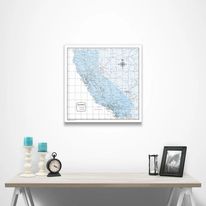 California Map Poster - Light Blue Color Splash CM Poster