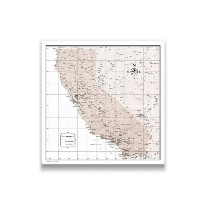 Push Pin California Map (Pin Board) - Light Brown Color Splash CM Pin Board
