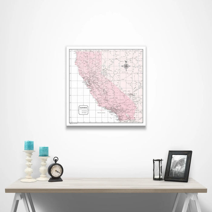 California Map Poster - Pink Color Splash - Conquest Maps LLC