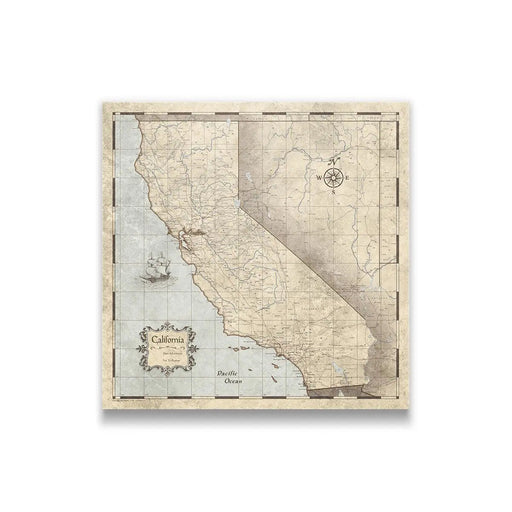 California Map Poster - Rustic Vintage CM Poster
