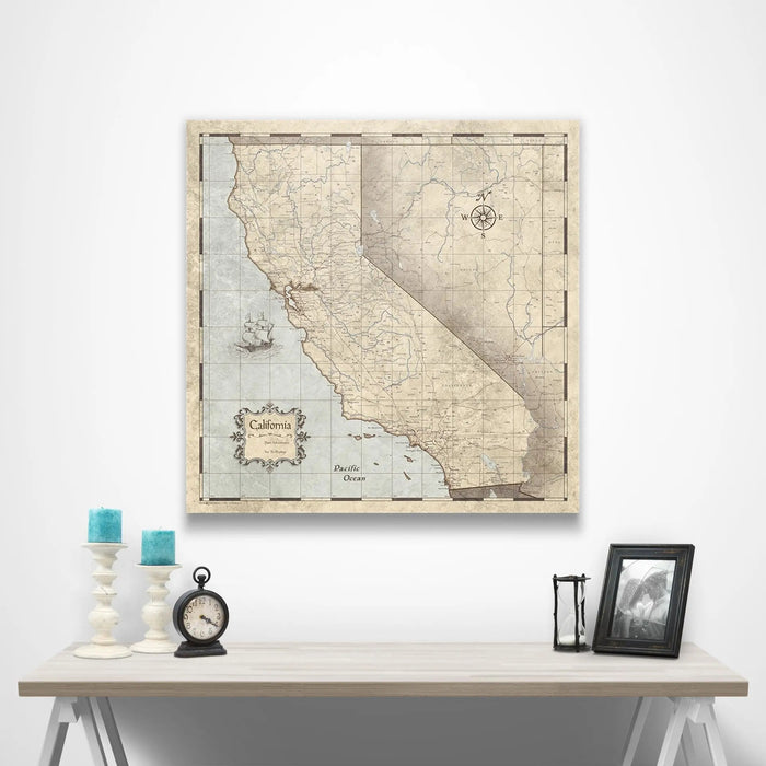 California Map Poster - Rustic Vintage CM Poster