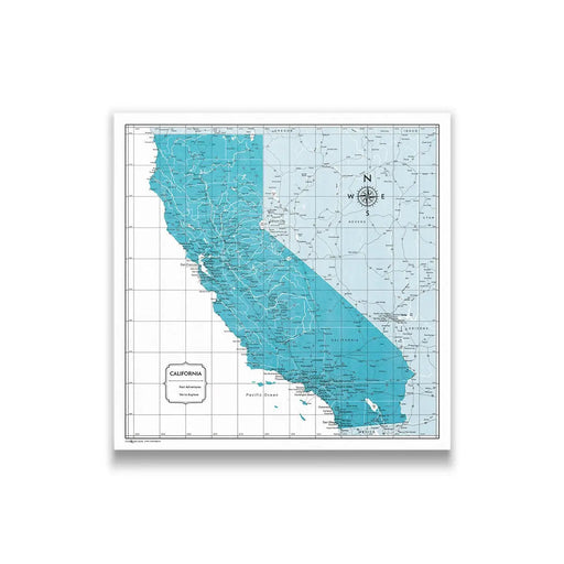 California Map Poster - Teal Color Splash