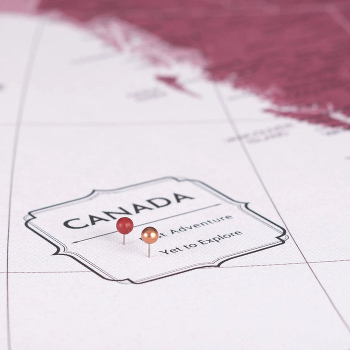Push Pin Canada Map (Pin Board) - Burgundy Color Splash CM Pin Board