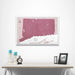 Push Pin Connecticut Map (Pin Board/Poster) - Burgundy Color Splash Conquest Maps LLC
