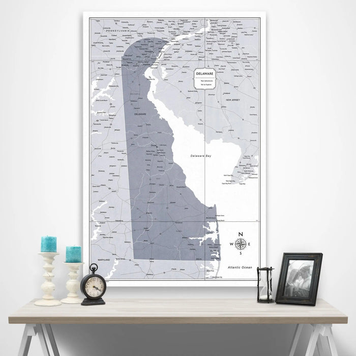 Delaware Map Poster - Dark Gray Color Splash CM Poster