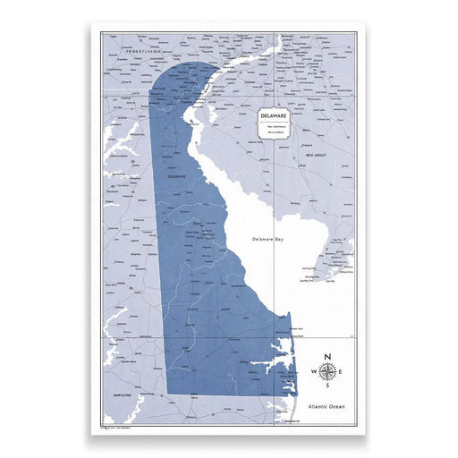 Delaware Map Poster - Navy Color Splash