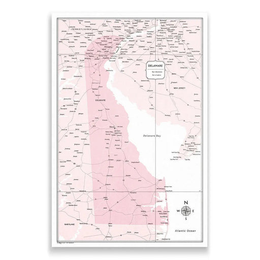 Push Pin Delaware Map (Pin Board) - Pink Color Splash CM Pin Board