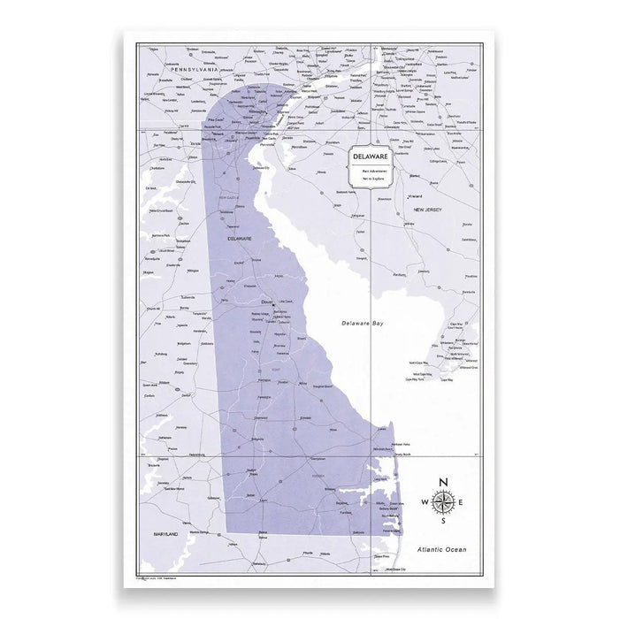 Push Pin Delaware Map (Pin Board) - Purple Color Splash CM Pin Board