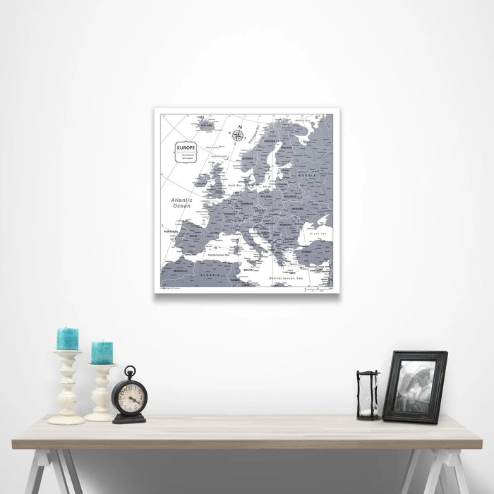 Europe Map Poster - Dark Gray Color Splash CM Poster