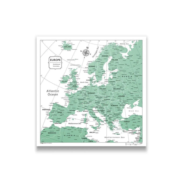Europe Map Poster - Green Color Splash CM Poster