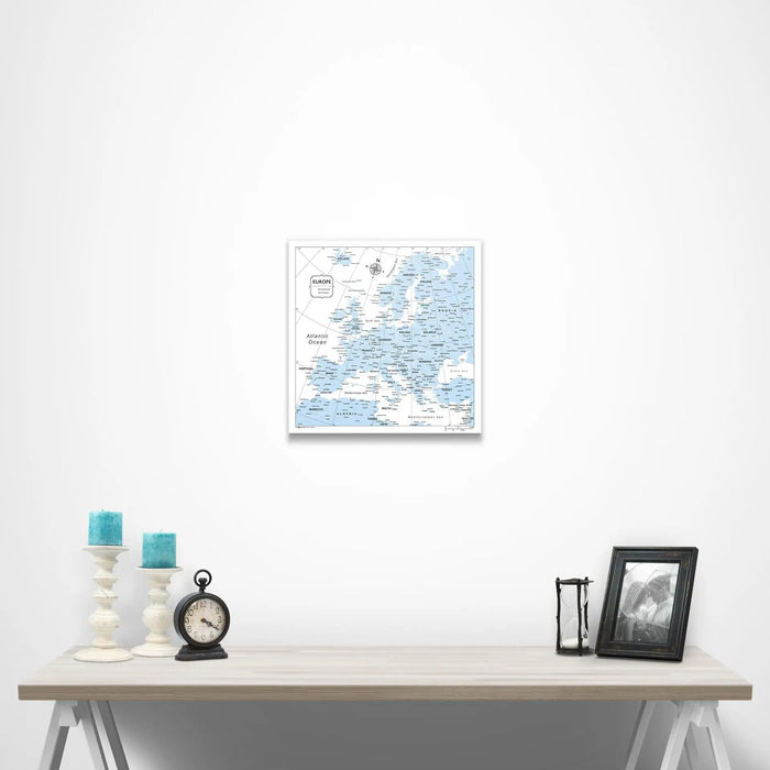 Europe Map Poster - Light Blue Color Splash CM Poster