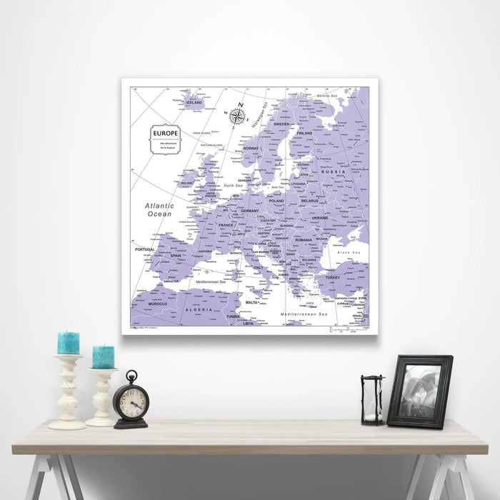 Europe Map Poster - Purple Color Splash CM Poster