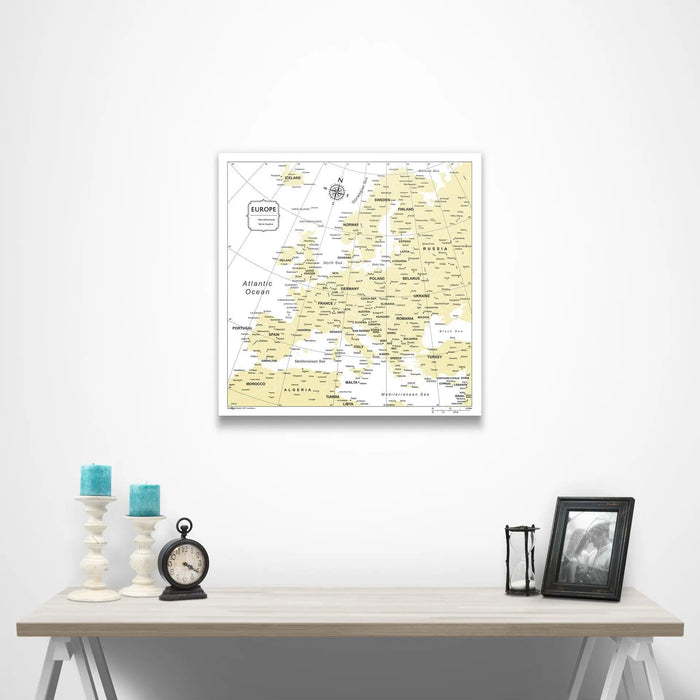 Europe Map Poster - Yellow Color Splash CM Poster