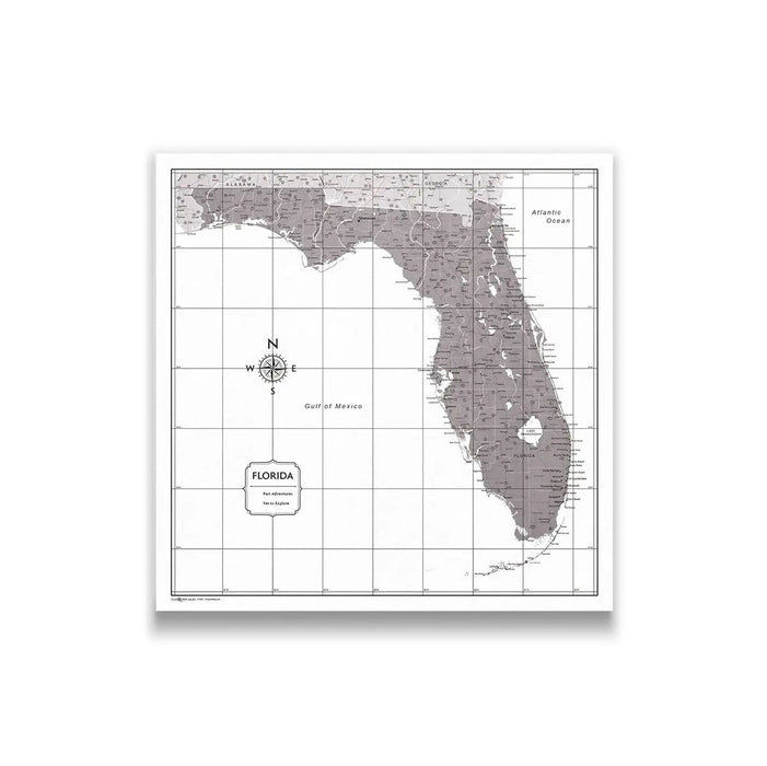 Florida Map Poster - Dark Brown Color Splash CM Poster