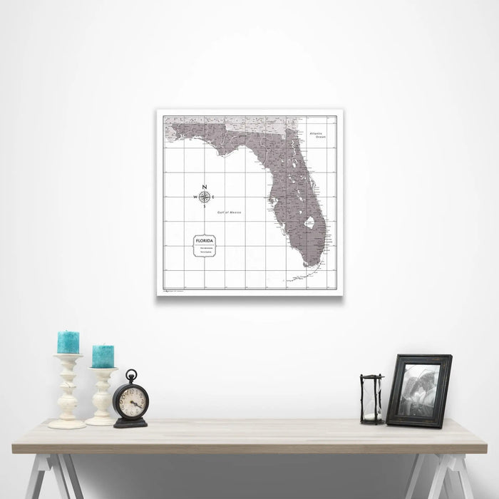 Florida Map Poster - Dark Brown Color Splash CM Poster
