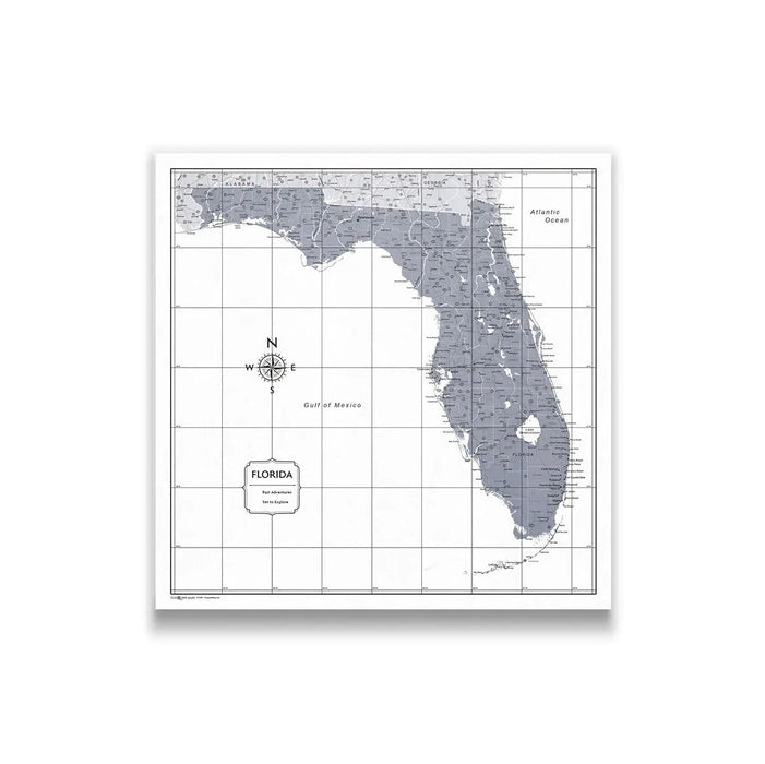 Florida Map Poster - Dark Gray Color Splash CM Poster