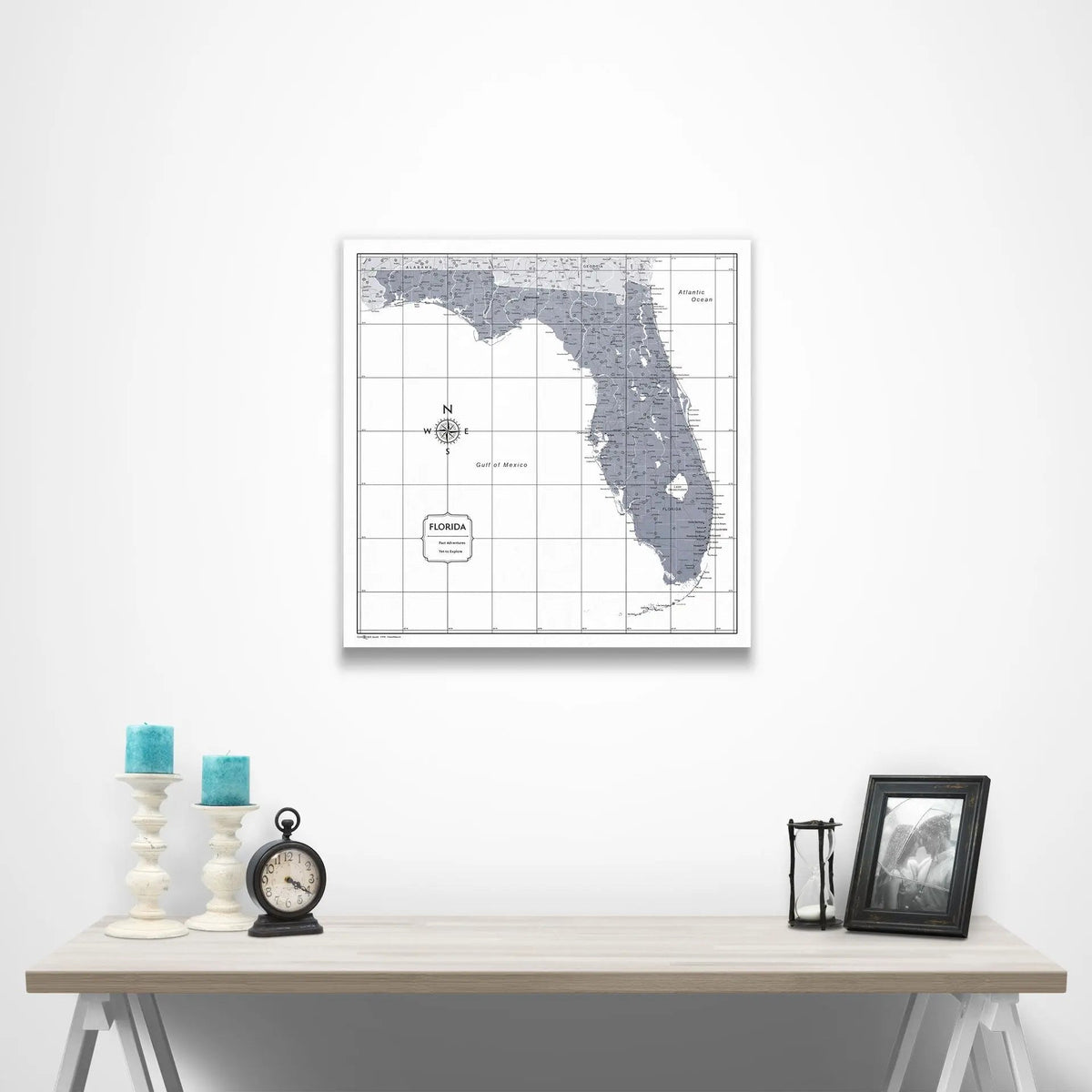 Florida Map Poster - Dark Gray Color Splash - Conquest Maps LLC