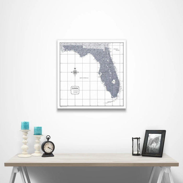 Florida Map Poster - Dark Gray Color Splash CM Poster