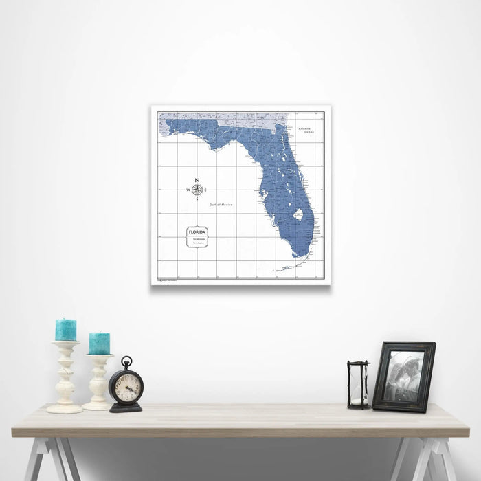 Florida Map Poster - Navy Color Splash CM Poster