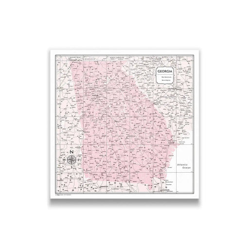Push Pin Georgia Map (Pin Board) - Pink Color Splash CM Pin Board