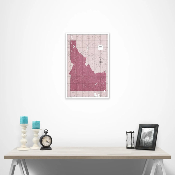 Idaho Map Poster - Burgundy Color Splash CM Poster