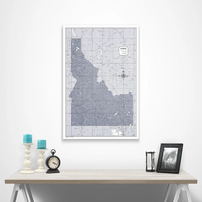 Idaho Map Poster - Dark Gray Color Splash CM Poster