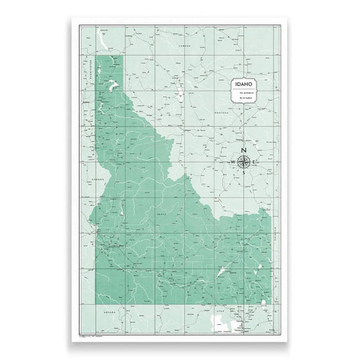 Idaho Map Poster - Green Color Splash