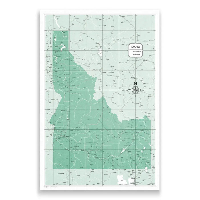 Push Pin Idaho Map (Pin Board) - Green Color Splash CM Pin Board