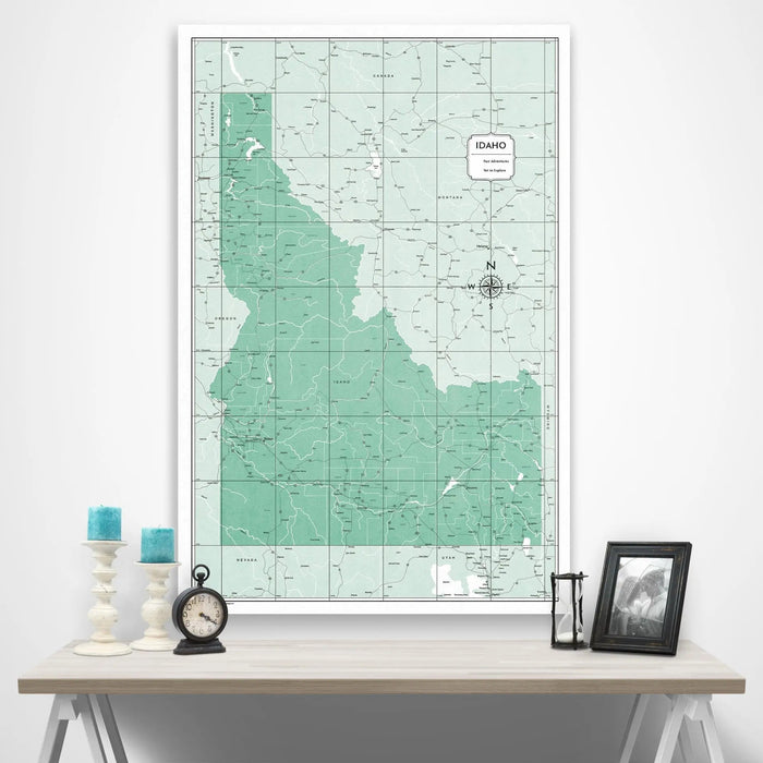 Idaho Map Poster - Green Color Splash CM Poster