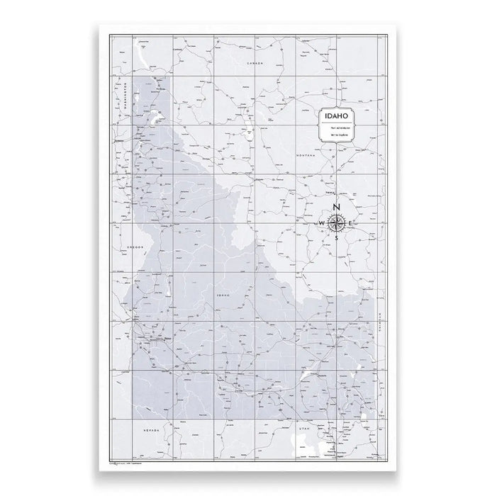 Push Pin Idaho Map (Pin Board/Poster) - Light Gray Color Splash CM Pin Board