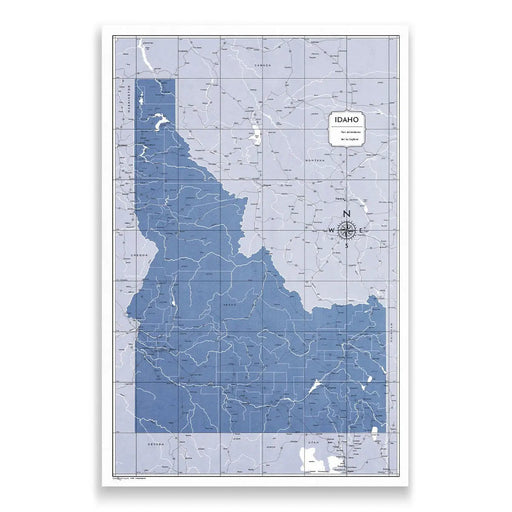 Idaho Map Poster - Navy Color Splash