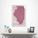 Illinois Map Poster - Burgundy Color Splash CM Poster