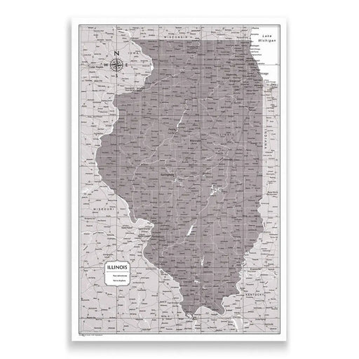 Illinois Map Poster - Dark Brown Color Splash