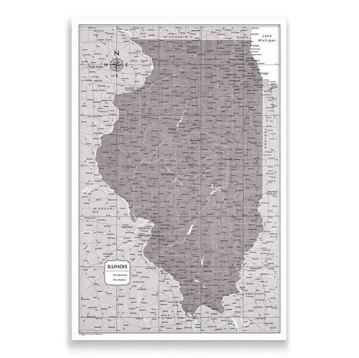 Illinois Map Poster - Dark Brown Color Splash CM Poster