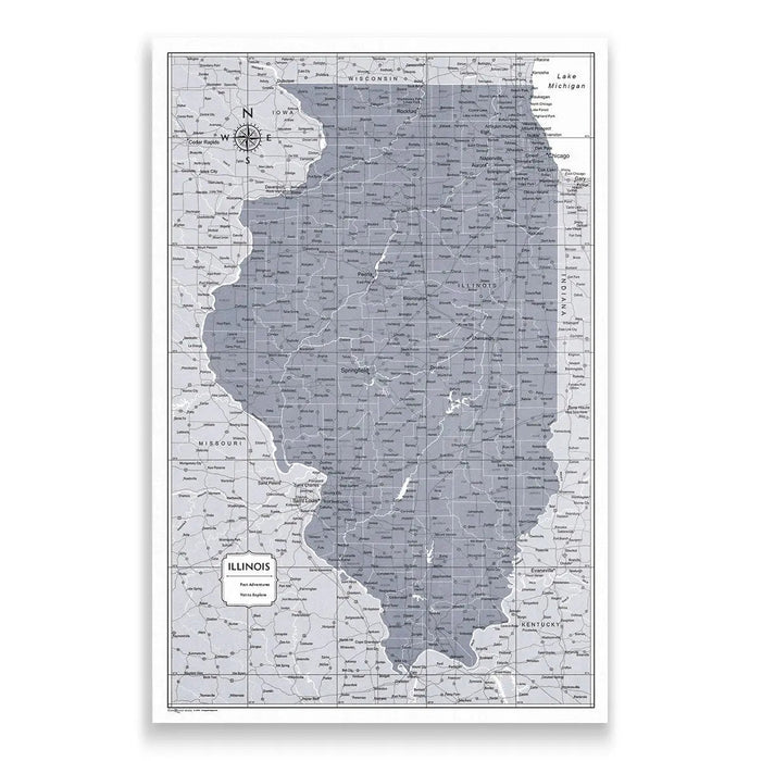 Push Pin Illinois Map (Pin Board) - Dark Gray Color Splash CM Pin Board