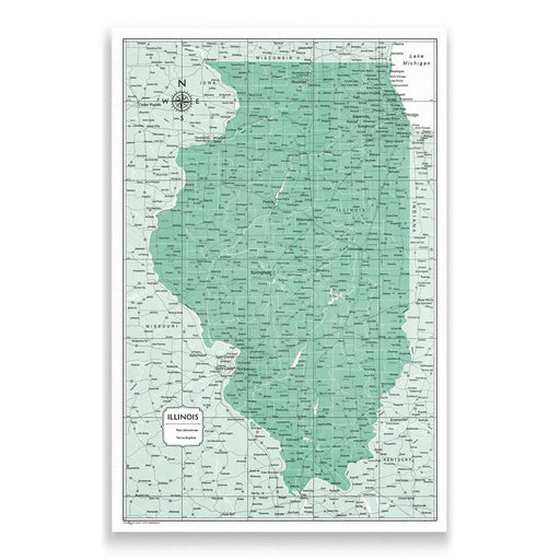 Illinois Map Poster - Green Color Splash