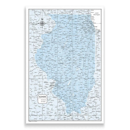 Push Pin Illinois Map (Pin Board) - Light Blue Color Splash CM Pin Board