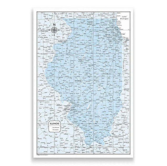 Push Pin Illinois Map (Pin Board) - Light Blue Color Splash CM Pin Board