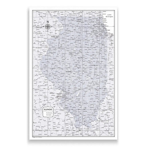 Illinois Map Poster - Light Gray Color Splash
