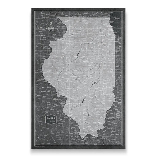 Illinois Map Poster - Modern Slate CM Poster