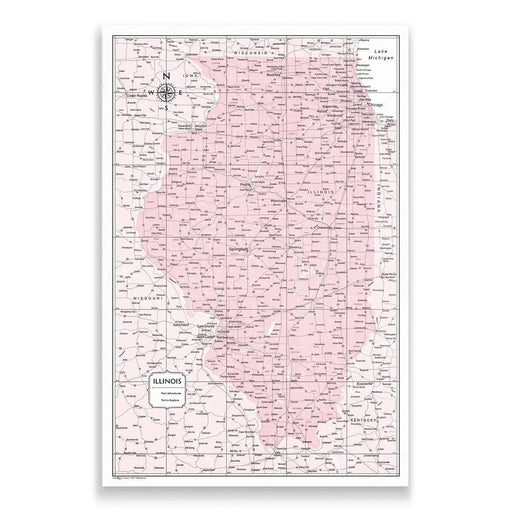 Illinois Map Poster - Pink Color Splash