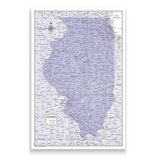 Illinois Map Poster - Purple Color Splash CM Poster