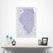 Illinois Map Poster - Purple Color Splash CM Poster