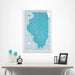 Illinois Map Poster - Teal Color Splash CM Poster